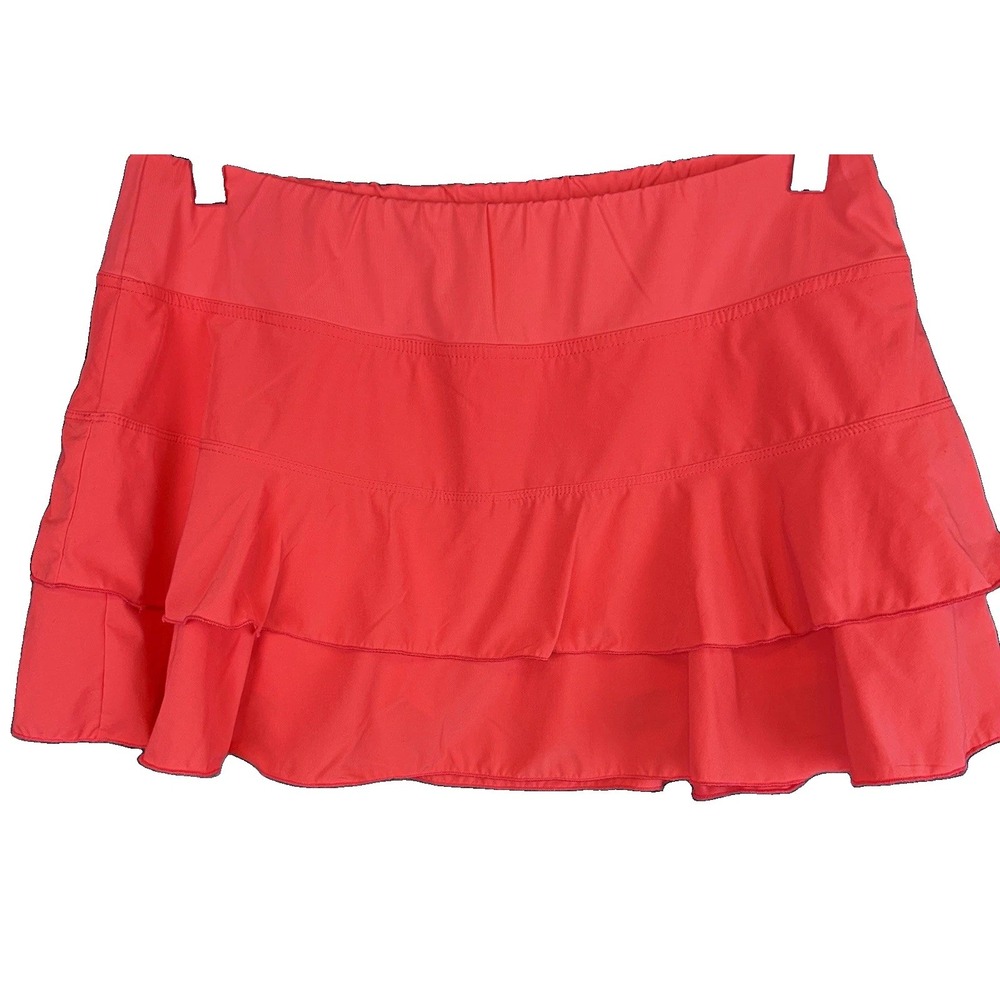 LIJA Women's Pink Solid Athletic Pull-On Short Activewear Skirt Size L